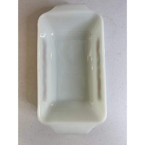 VTG Anchor Hocking Fire King Nature's Bounty Loaf Pan #441 Fruit Milk Glass 1QT - Picture 3 of 4